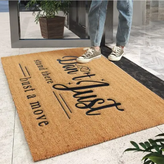 Door mat Outdoor Entrance,Don't just Stand There Bust a Move Funny Doormat,Embroidered Coir Mat with Rubber Backing,Front Mat Entrance Rubber, Indoor Outdoor Mat, Easy to Clean 30x18 in {2}