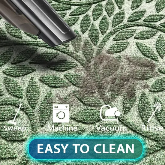 Spring Front Door Mat Outdoor Entrance,Durable Heavy Duty Welcome Mat,Thick Absorbent Natural Rubber Non Slip Mat,Welcome Entryway Rug Green, 17"x30" {2}