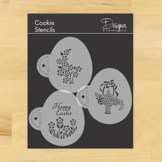 Easter Basket Egg Cookie Stencil Set | C879 by Designer Stencils | Cookie Decorating Tools | Baking Stencils for Royal Icing, Airbrush, Dusting Powder | Reusable Plastic Food Grade Stencil for Cookies | Easy to Use & Clean Cookie Stencil {1}