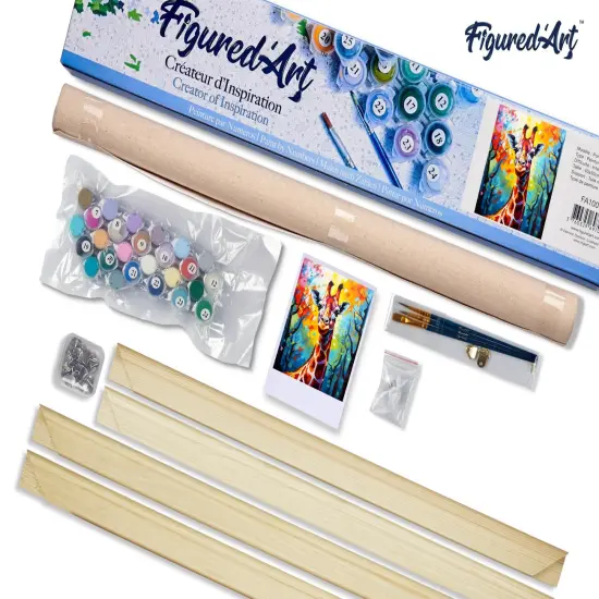 Figured'Art Paint by Number for Adults Colorful Abstract Giraffe 16"x20" - Craft Art Painting Rolled Canvas with DIY Wooden Frame {5}