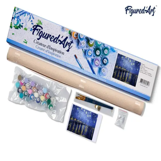 Figured'Art Paint by Numbers for Adults Van Gogh Starry Night over the Rhone 16"x20" - Craft Art Painting DIY Kit Rolled Canvas without frame {5}