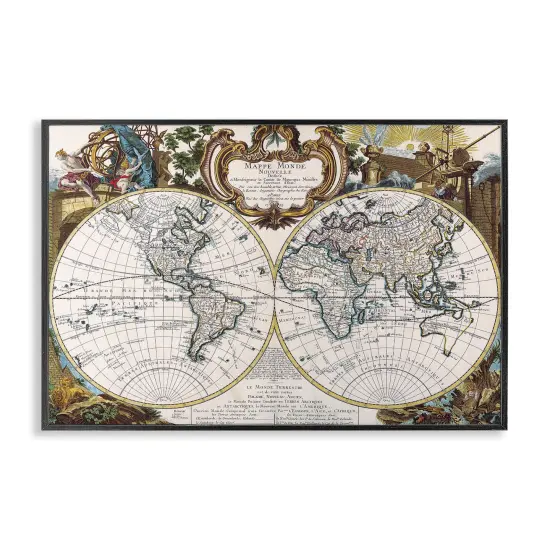 Stupell Industries Classic Inspired World Map Framed Giclee Wall Art Design by Chris Donovan {1}
