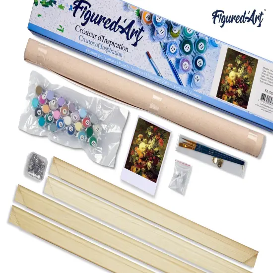 Figured'Art Paint by Numbers Kit for Adults Flowers from France 16"x20" - Craft Art Painting Rolled Canvas with DIY wooden frame {5}
