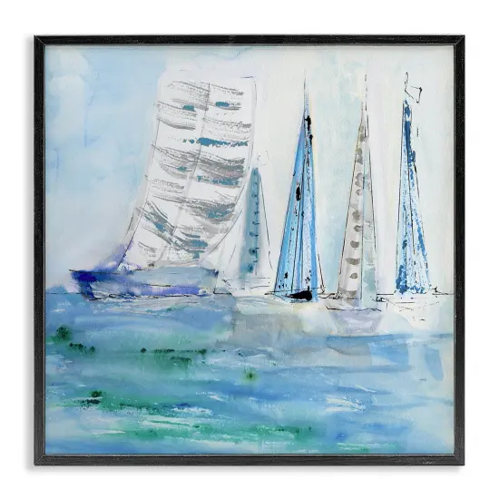 Stupell Industries Maritime Outlined Sailboats Framed Giclee Wall Art Design by Val Rhodes {1}