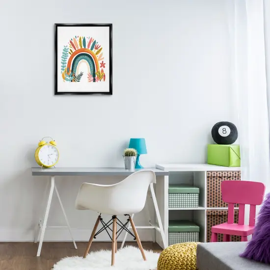 Stupell Industries Boho Rainbow Blooms Floater Framed Canvas Wall Art Design by LSR Design Studio {2}