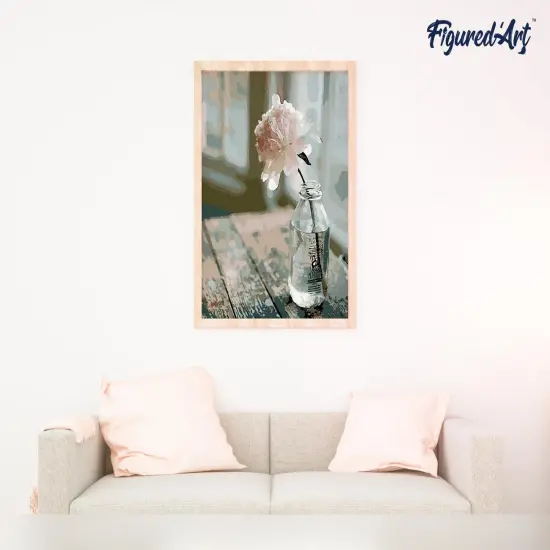 Figured'Art Paint by Numbers Kit for Adults White Flower 16"x20" - Craft Art Painting Rolled Canvas with DIY wooden frame {4}