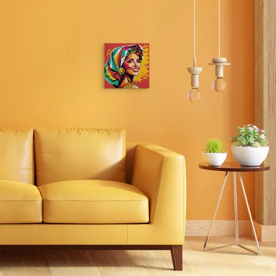 Figured'Art Mini Paint by Numbers Kit for Adults with Frame Exotic Beauty Pop Art Small format 8"x8" - Craft Art Painting DIY Canvas Already Stretched on a Wooden Frame {2}