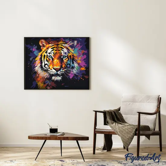 Figured'Art Paint by Numbers for Adults Colorful Abstract Tiger 16"x20" - Craft Art Painting DIY Kit Rolled Canvas Without Frame {4}