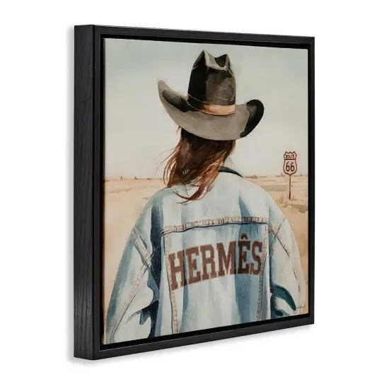 Stupell Industries Trendy Cowgirl in Desert Floater Framed Canvas Wall Art Design by Amanda Greenwood {3}
