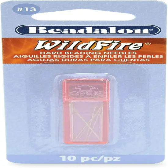 Beadalon Hard Needles, 13, for Bead Cord Sizes up to .011 in, 10 Pieces with case,Silver {1}