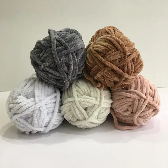 Silvery Glitter Chenille Baby Blanket Yarn Amigurumi Yarn for Crocheting {5}