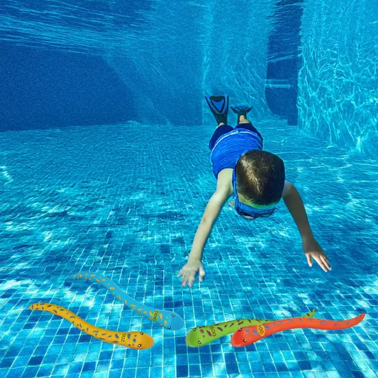 Swim Central Set of 4 Vibrantly Colored Fun Moray Eel Diving Point Sticks Swimming Pool Toys 10'' Multi {4}