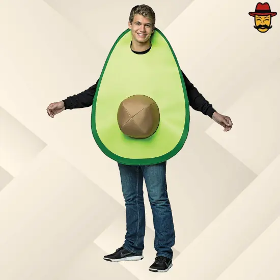 Avocado Adult Costume Funny Green Fruit Tunic with Seed Halloween Party Outfit {1}