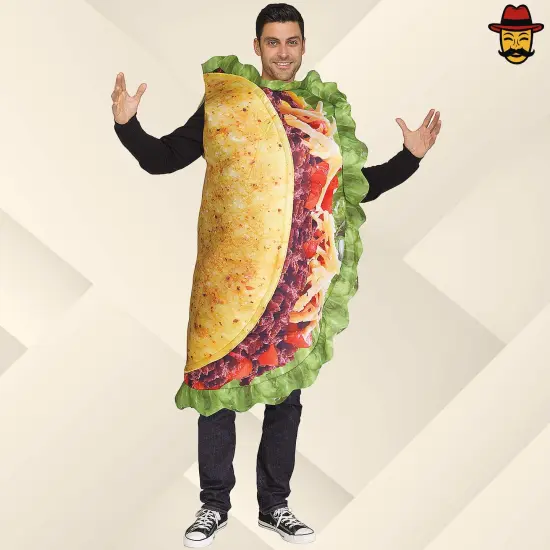 Taco Food Tunic Adult Costume Funny Realistic Print Halloween Party Outfit {1}