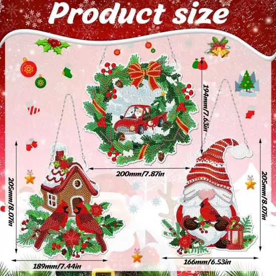 3 Pcs Christmas Diamond Painting Hanging Sign {3}