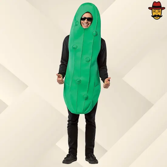 Adult Pickle Costume Funny Green Food Tunic Halloween Party Outfit {1}