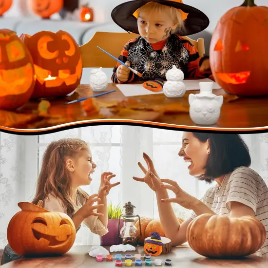 12 Set Halloween Ceramics to Paint DIY Painting Kits with Unpainted Pumpkin {6}