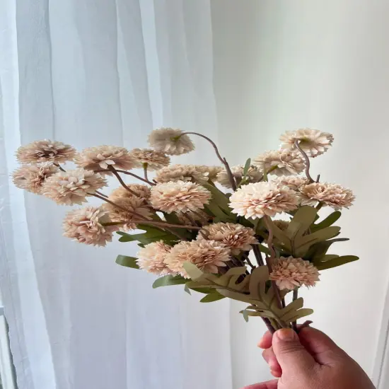 5pcs Realistic Artificial Dandelion and Chrysanthemum Stems &ndash; Faux Flowers Bulk for Boho Wedding Decor & Table Arrangements {3}