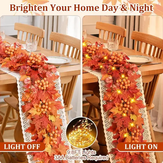 6 Ft Fall Leaves Garland with Lights {4}