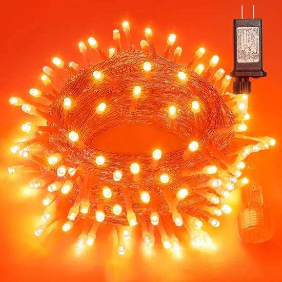Halloween Lights Outdoor, Orange String Lights Plug in {1}