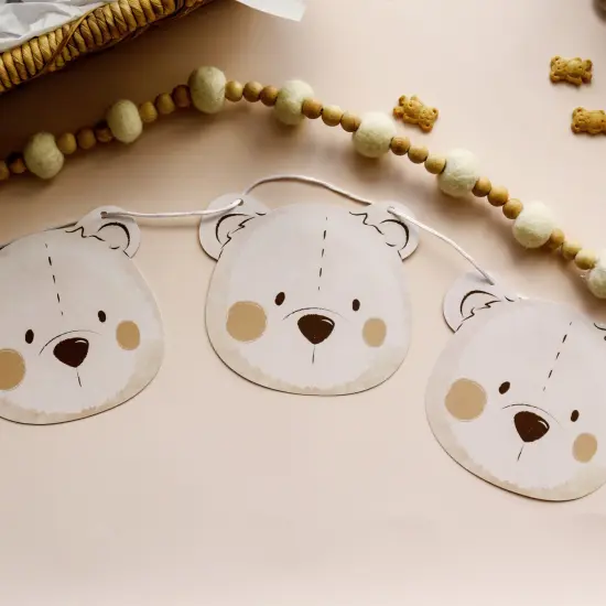 Big Dot of Happiness Teddy Bear Garland Banner, We Can Bearly Wait Baby Shower Decorations Backdrop, 15 Feet of Cord, 15 Paper Teddy Bear Faces {3}