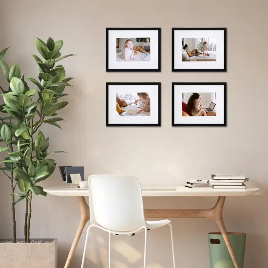 8x10 Black Picture Frame Set of 10, Bulk Collage Frames for Photos 5x7 with Mat or 8x10 without Mat, Table Top and Wall Mounting Decor {4}