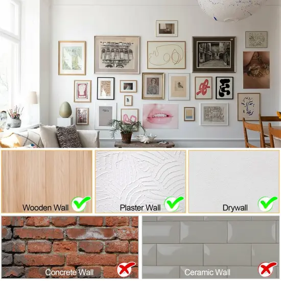 184 Pieces Picture Hanging Kit, 20lb, 30lb, and 50lb Picture Hangers, Metal Picture Hanging Hooks with Nails, on Drywall, Wooden Wall(Gold) {3}