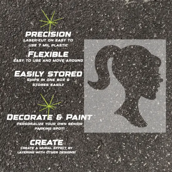 Doll Head Parking Space Stencil | High School Senior Parking Spot Stencil | Reusable Stencil | Stencil Ease | {4}