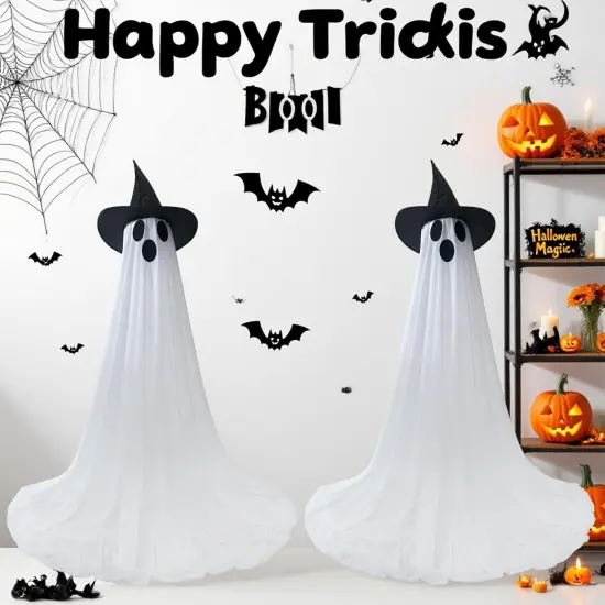 Spooky Halloween Ghost with Remote Control String Lights {3}