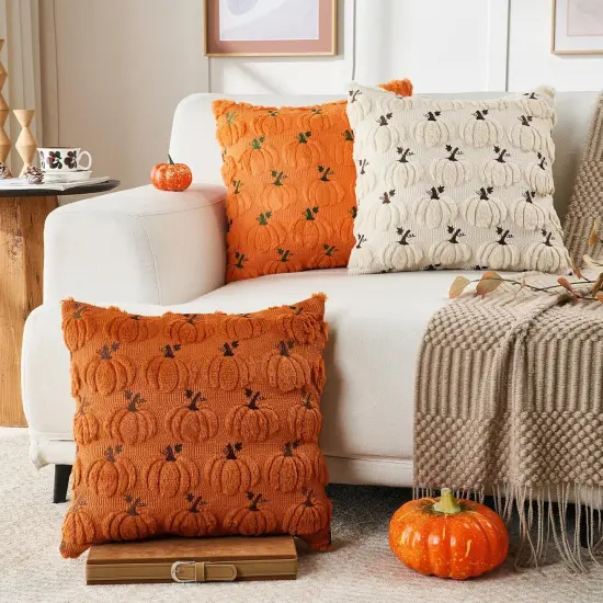 Set of 2 Fall Throw Pillow Covers 18x18 {5}