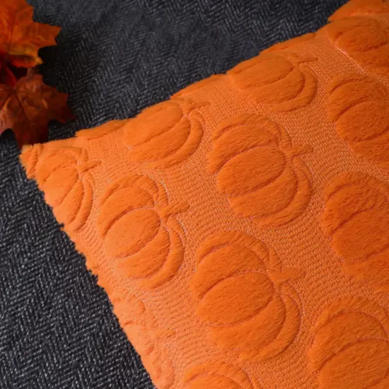 Set of 2 Fall Orange Pumpkin Pillow Covers 20x20 inch {5}