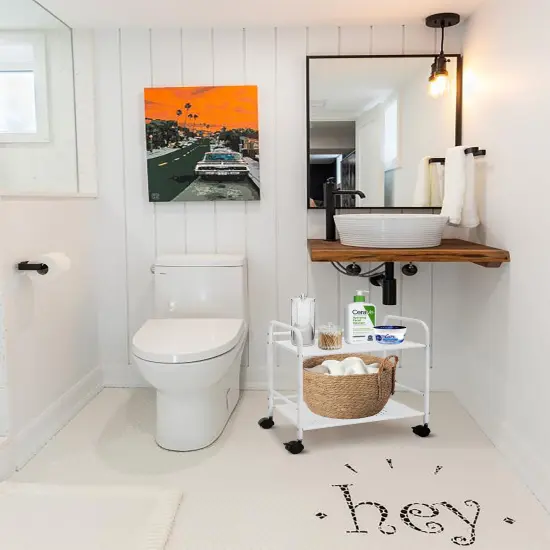 2-Tier Metal Rolling Utility Cart &ndash; Mobile Storage Shelf with Caster WheelsC White {5}