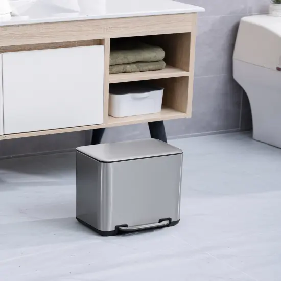 6 Liter(1.58 Gallon) Small Trash Can with Plastic Inner Buckets Silver {4}