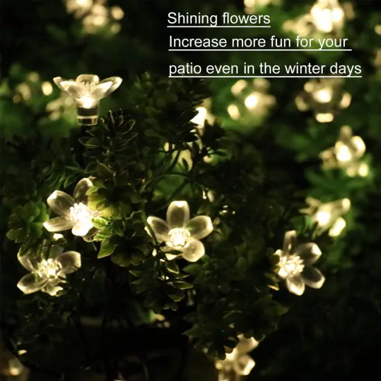 SEMILITS Outdoor Solar String Lights 50LED Flower Shaped Solar Fairy Lights for Christmas Garden Decoration Warm White {4}