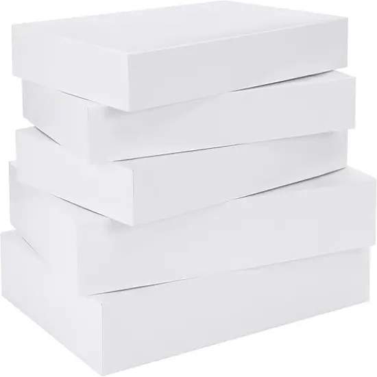 5 Boxes Assorted Sizes(3 Boxes 14", 2 Boxes 16") White Gift Boxes With Lids For Christmas, Birthdays and more {3}