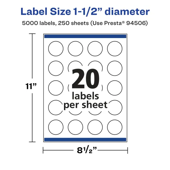 Avery Matte White Round Labels, 1.5" diameter {5}