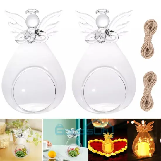 2 Flower Hanging Vase Glass Planter Plant Terrarium Container Home Wedding Decor {5}