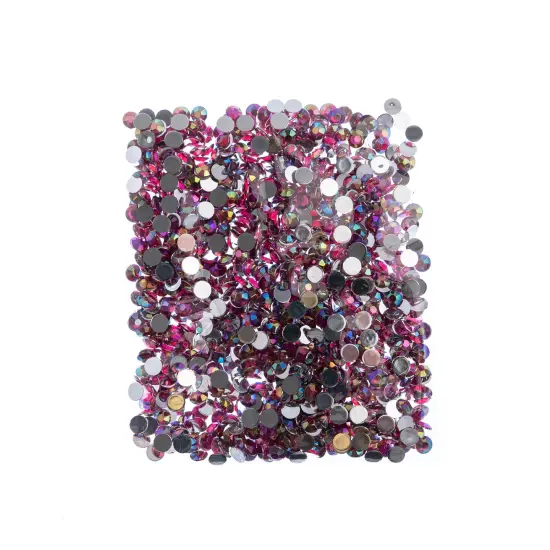 John Bead 6mm (SS28) Round Acrylic Flat Back Rhinestones, 1000pcs Fuchsia AB {4}