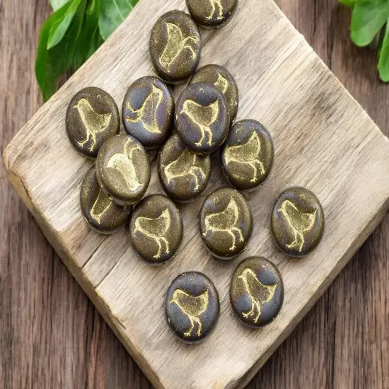 *15* 12mm Gold Washed Blended Brown/Blue Metallic Satin Patina Bird Coin Beads {1}