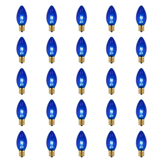 Northlight C9 Transparent Incandescent Christmas Replacement Bulbs - Blue - Pack of 25 {4}