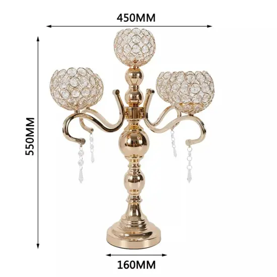 55cm Gold Centerpiece Candelabra Crystals CandLE Holder Home Decorative {3}