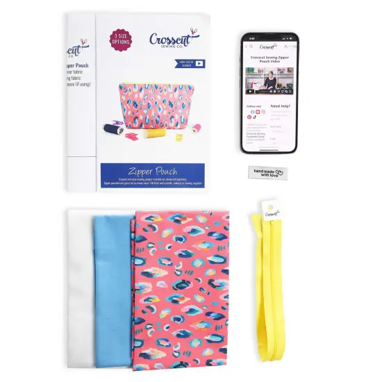 Crosscut Sewing Co.&reg; Zipper Pouch Sewing Project Kit for Beginners with Fabric, Instructions and Video Leopard {6}