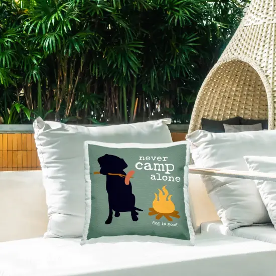 Never Camp Alone Dog Outdoor Printed Pillow Design by Dog Is Good, 18 x 7 x 18 {2}