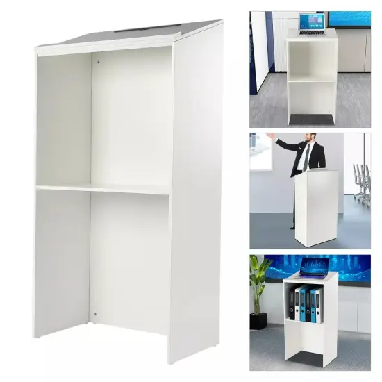 Floor Standing Podium w/ Storage Board+Pencil Slot for School Church Conference {4}