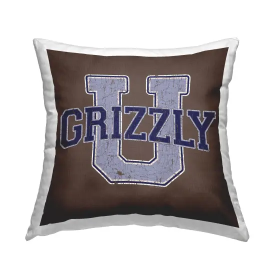 Grizzly U College University Decorative Printed Throw Pillow Design by Spirit Animals/Life Is High, 18 x 7 x 18 {1}