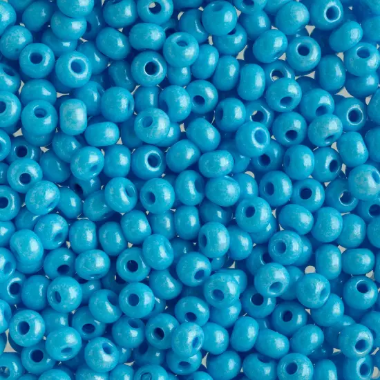 John Bead 6/0 Opaque Czech Glass Seed Beads, 100g Blue TerraDyed Chalk {1}