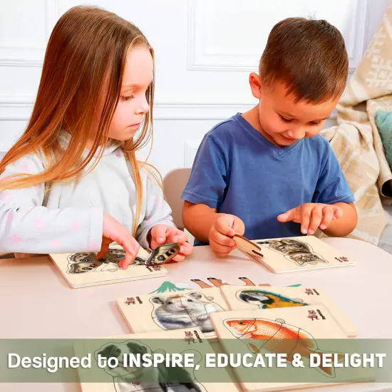 6 Set Realistic Wooden Puzzles for Toddlers | Animals {5}