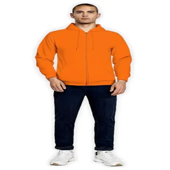 Gildan&reg; Classic Fit Full-Zip Long Sleeve Hooded Sweatshirt Safety orange {1}