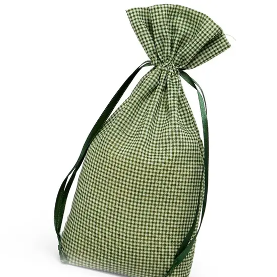 Gingham Cotton Bag 5 5/8" x 1 5/8" x 10 3/8" {3}