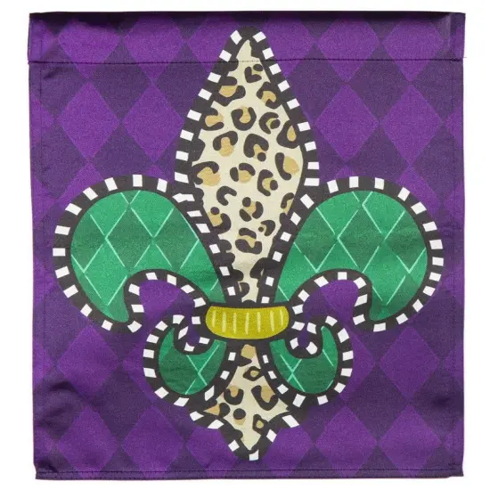 Animal Print Fleur De Lis Mardi Gras Garden Flag 2 Sided {1}